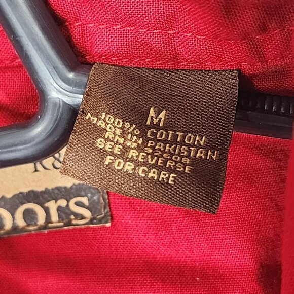 Mens Red R&R Outdoors Shirt Short Sleeve Button Up 100% Cotton Size M - Picture 8 of 11
